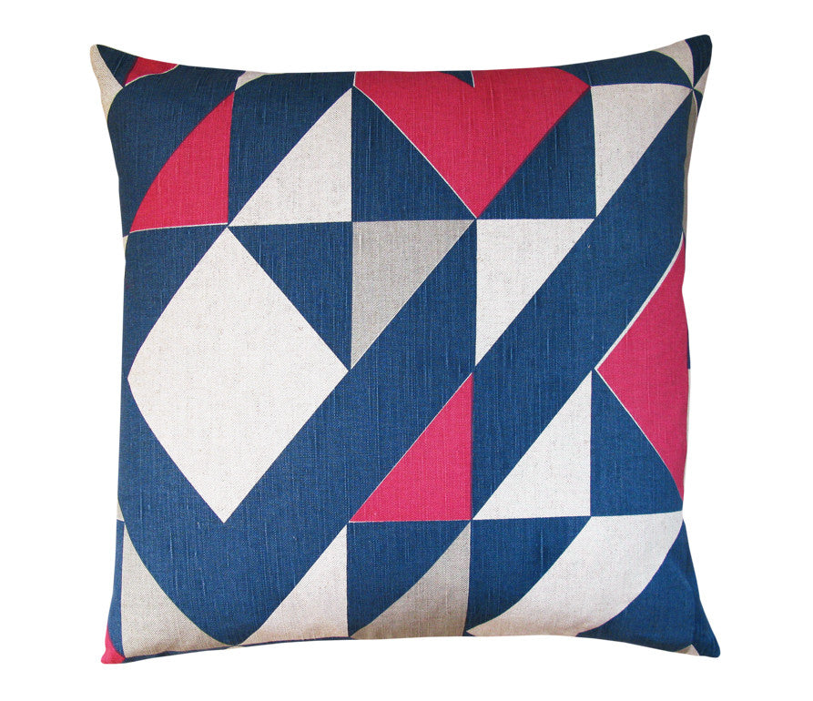 Plane Curve Cushion: Pink, Grey, Blue
