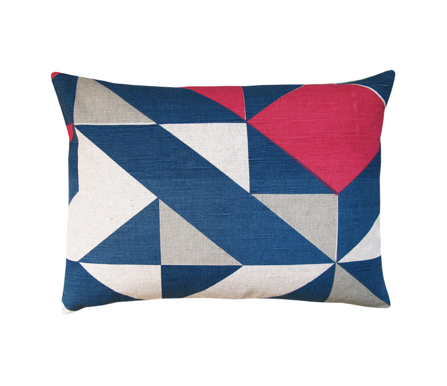 Plane Curve Cushion: Pink, Grey, Blue