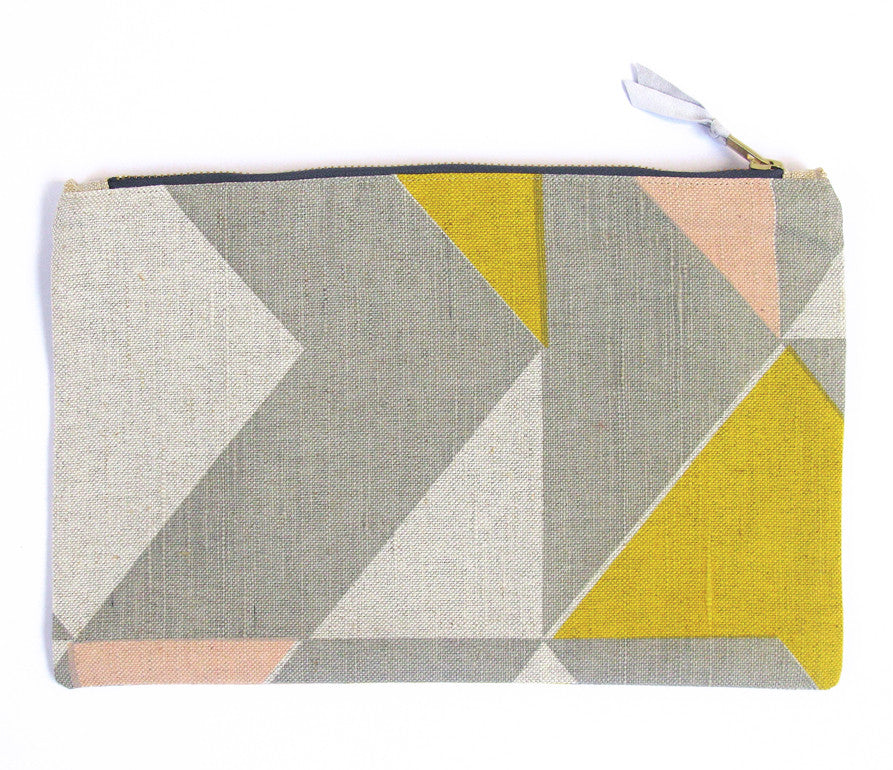 Plane Curve pouch: Pink, Yellow, Grey