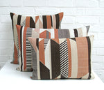 Load image into Gallery viewer, Textured Stripe Cushion: Brown, Terracotta, Taupe
