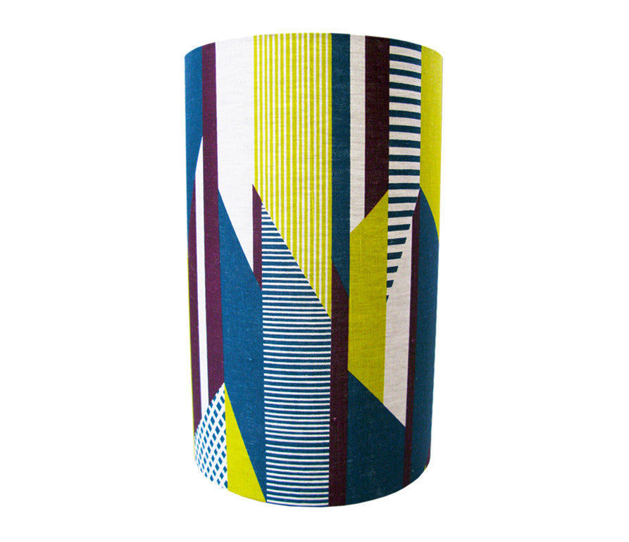Textured Stripe Lampshade: Aubergine, Lime, Teal