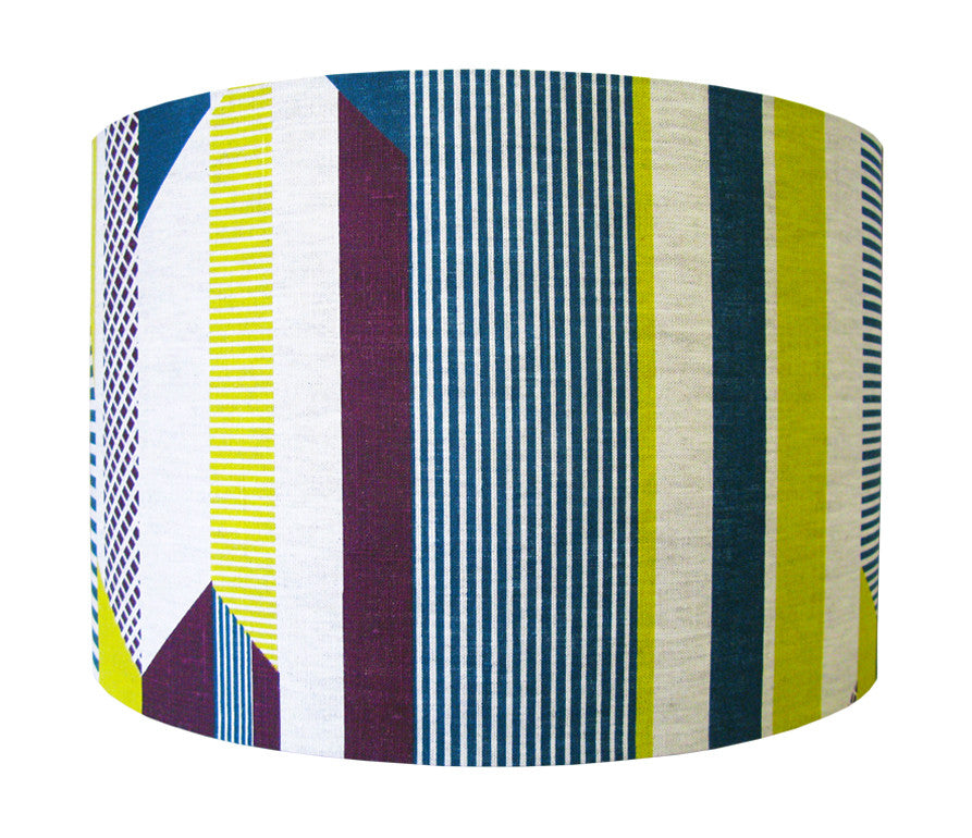 Textured Stripe Lampshade: Aubergine, Lime, Teal