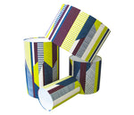 Load image into Gallery viewer, Textured Stripe Lampshade: Aubergine, Lime, Teal
