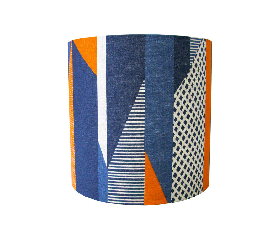Textured Stripe Lampshade: Blue, Navy, Orange