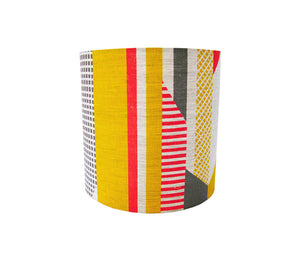 Textured Stripe Lampshade: Pink, Grey, Yellow