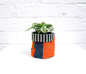 Textured Stripe Soft Pots: Blue Navy Orange