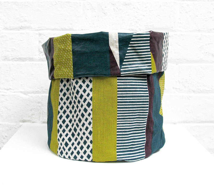 Textured Stripe Soft Pots: Aubergine Teal Lime