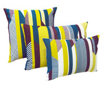 Load image into Gallery viewer, Textured Stripe Cushion: Aubergine, Teal, Lime
