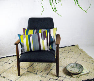 Textured Stripe Cushion: Aubergine, Teal, Lime
