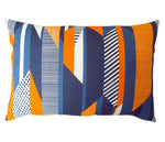 Load image into Gallery viewer, Textured Stripe Cushion: Blue, Navy, Orange
