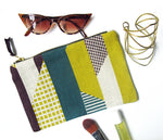 Load image into Gallery viewer, Textured Stripe pouch: Aubergine, Lime, Teal

