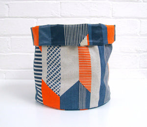 Textured Stripe Soft Pots: Blue Navy Orange