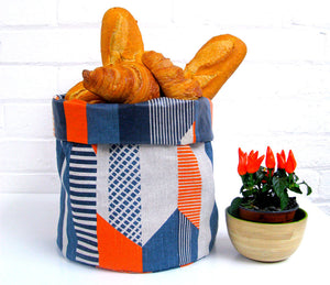 Textured Stripe Soft Pots: Blue Navy Orange
