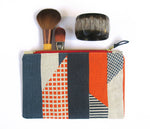 Load image into Gallery viewer, Textured Stripe pouch: Blue, Navy, Orange
