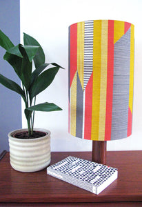 Textured Stripe Lampshade: Pink, Grey, Yellow