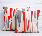 Load image into Gallery viewer, Topsy Turvy Cushion: Red, Light Grey, Grey
