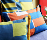 Load image into Gallery viewer, Lattice cushion: Orange, Bright blue
