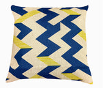 Load image into Gallery viewer, Snakes and Ladders Cushion: Electric blue and Lime
