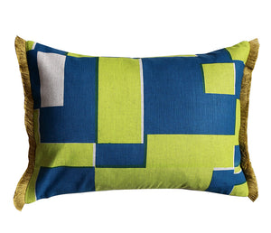 Lattice cushion: Blue, Vibrant green