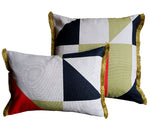 Load image into Gallery viewer, Pennon cushion: Churlish Green, Red, Slate
