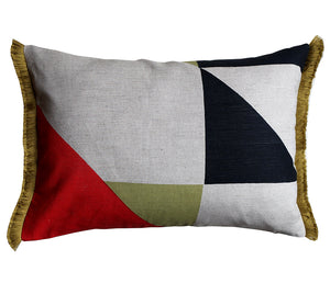 Pennon cushion: Churlish Green, Red, Slate