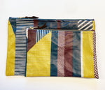 Load image into Gallery viewer, NEW: Oilcloth Textured Stripe Pouch: Teal, aubergine, lime
