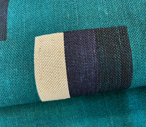 Kasbar. Navy, green: Fabric Remnant