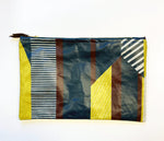 Load image into Gallery viewer, NEW: Oilcloth Textured Stripe Pouch: Teal, aubergine, lime
