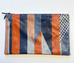 Load image into Gallery viewer, NEW: Oilcloth Textured Stripe Pouch: Navy,Orange, Blue
