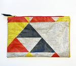 Load image into Gallery viewer, NEW: Oilcloth Aztec pouch: Red, Yellow, Blue
