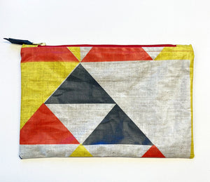 NEW: Oilcloth Aztec pouch: Red, Yellow, Blue