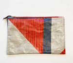 Load image into Gallery viewer, NEW: Oilcloth Abstract Square Pouch: Red, slate, blue
