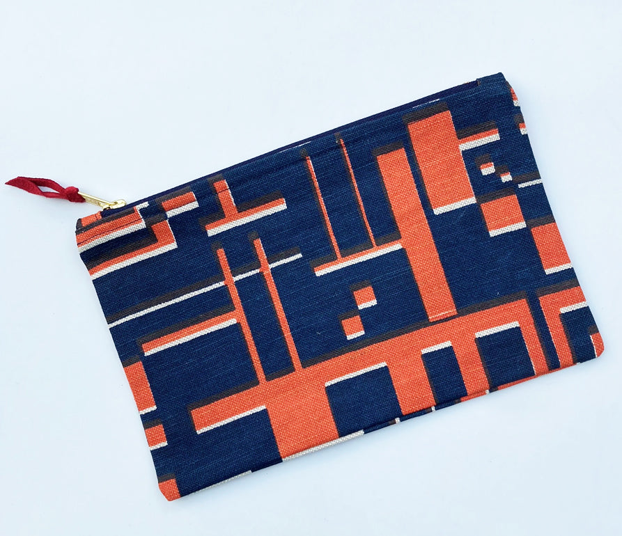 Copy of Maze pouch: Navy and burnt pink