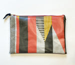 Load image into Gallery viewer, NEW: Oilcloth Textured Stripe Pouch: Pink, Yellow, Grey
