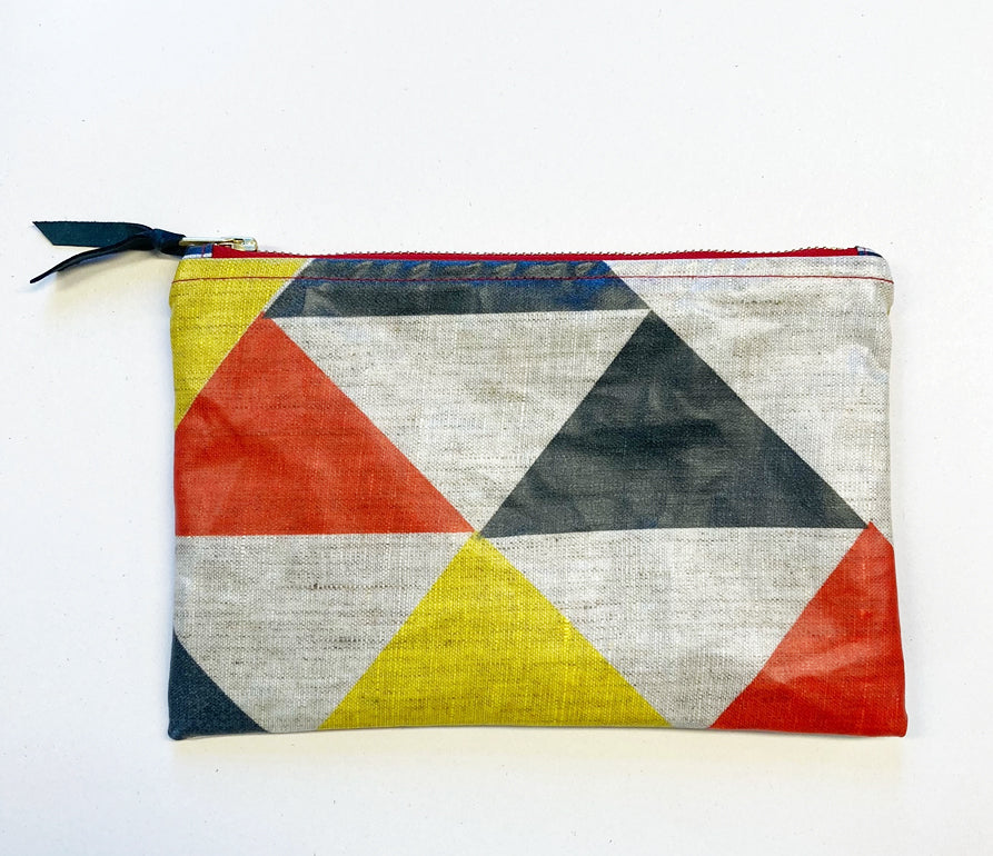 NEW: Oilcloth Aztec pouch: Red, Yellow, Blue