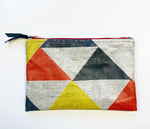 Load image into Gallery viewer, NEW: Oilcloth Aztec pouch: Red, Yellow, Blue
