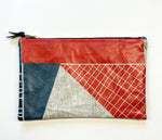 Load image into Gallery viewer, NEW: Oilcloth Abstract Square Pouch: Red, slate, blue
