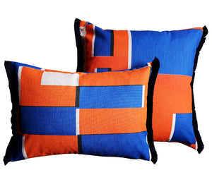 Lattice cushion: Orange, Bright blue