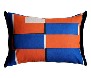Lattice cushion: Orange, Bright blue