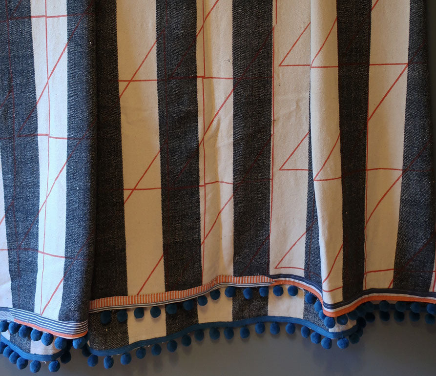 Angle overprinted striped vintage blanket