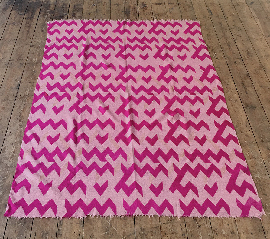 Overprinted Vintage Blanket: Pink Zig Zag