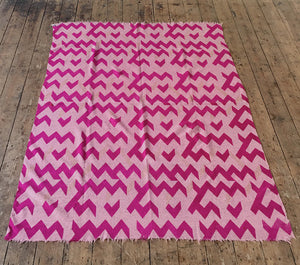 Overprinted Vintage Blanket: Pink Zig Zag