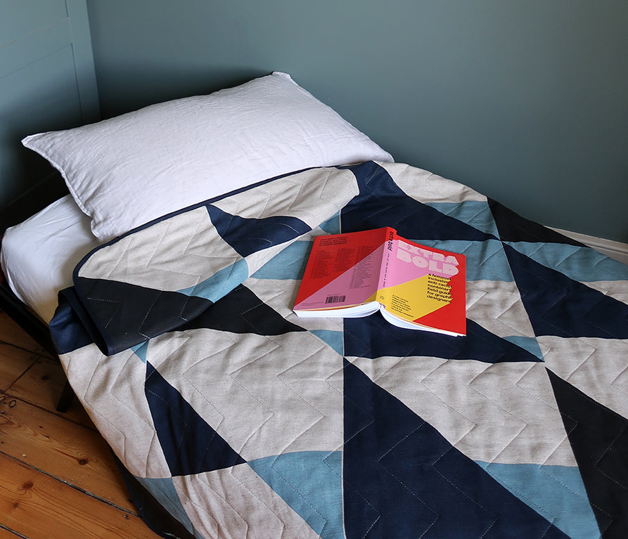 Pennon: Navy, Blue and Slate Quilted Bedspread