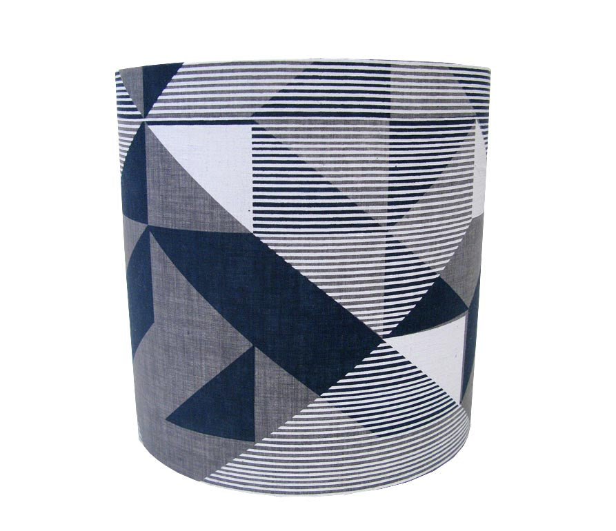 Limited Edition. Grey, Navy and White Trigonometry Lampshade