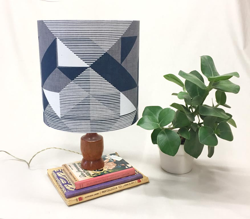 Limited Edition. Grey, Navy and White Trigonometry Lampshade