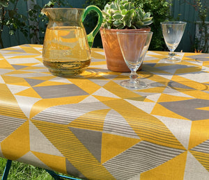 NEW! Trigonometry oilcloth: Mustard and yellow