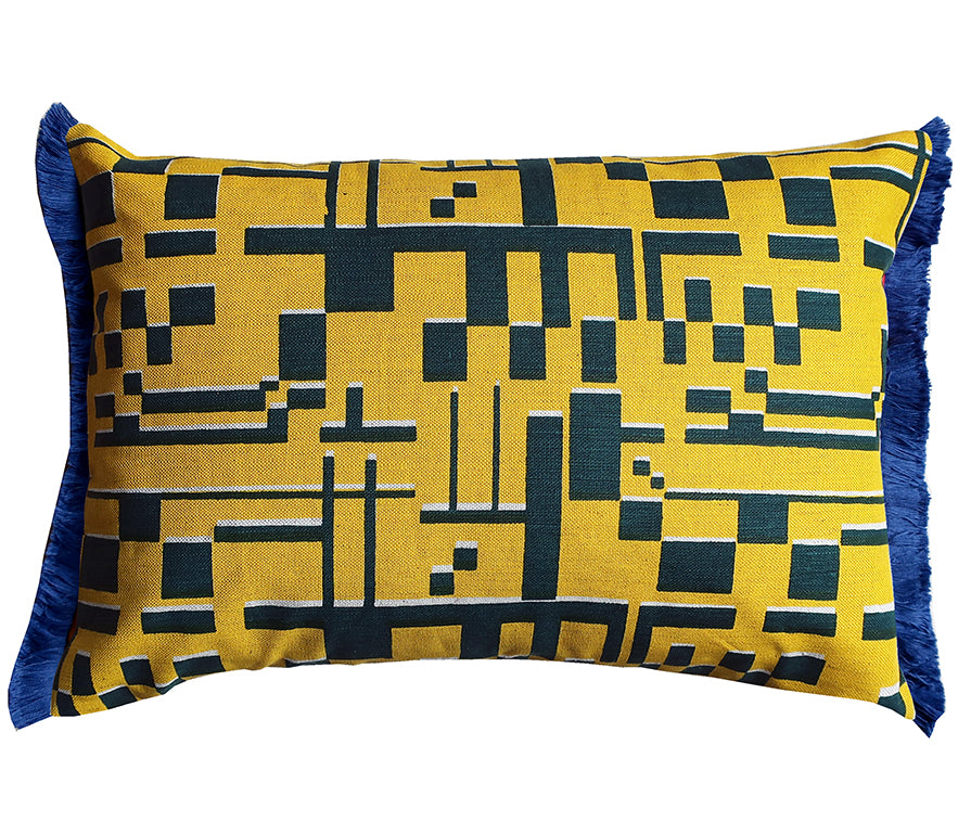 Maze cushion: Yellow, Green